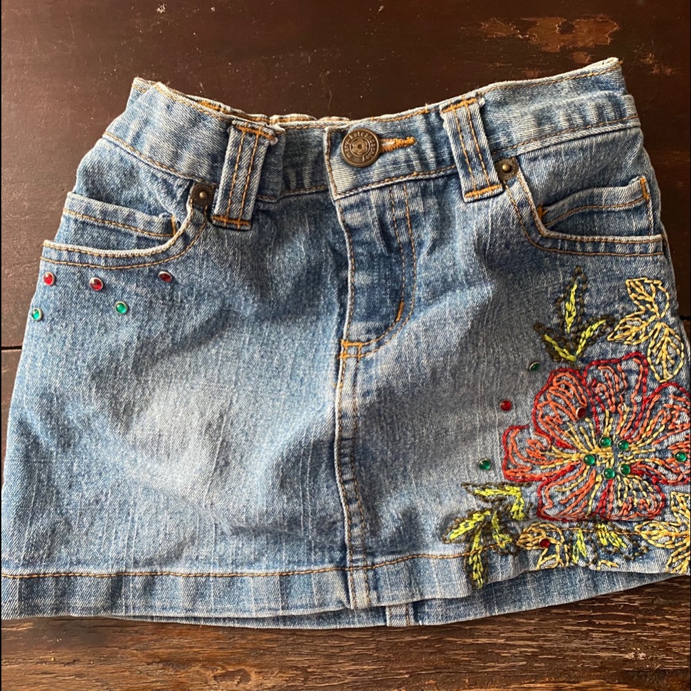 Mary Kate & Ashley Girls Embroidered Jean SkirtNEW